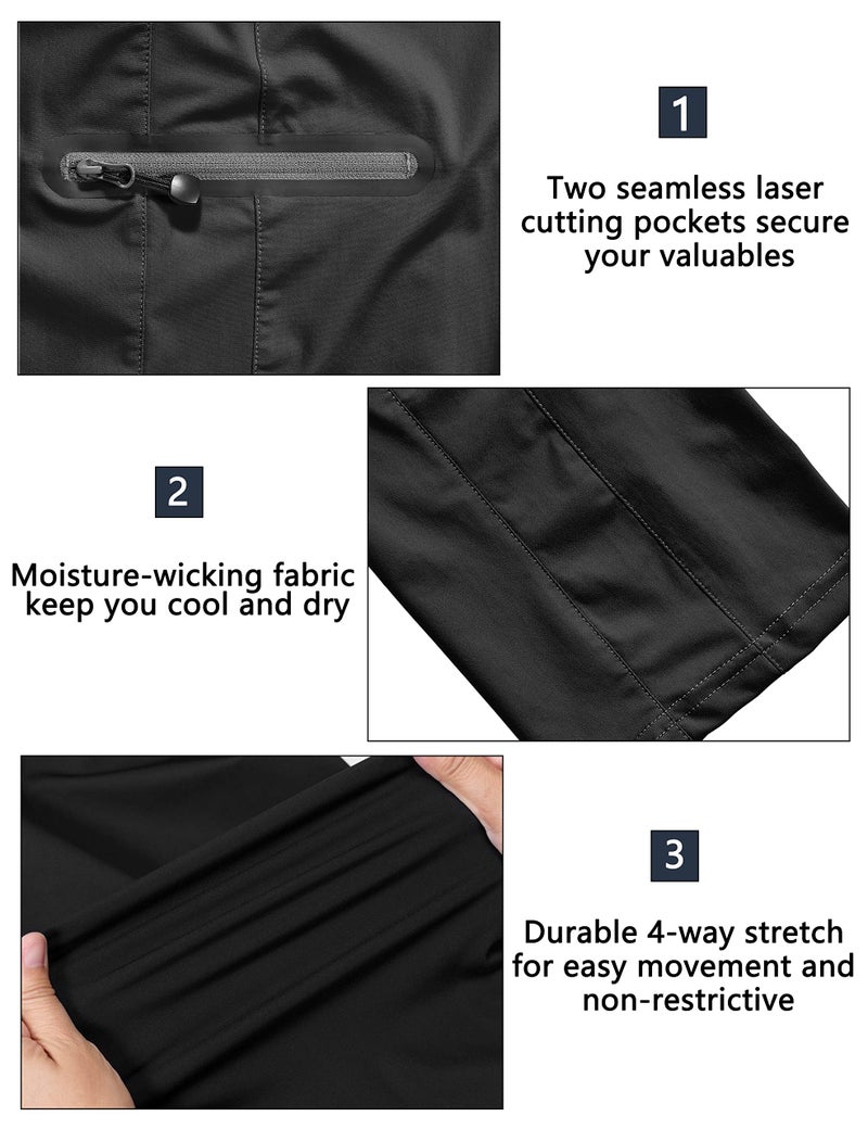 Little Donkey Andy Women's Ultra-Stretch Quick Dry Lightweight Ankle Pants Drawstring Active Travel Hiking Black L - Image 5